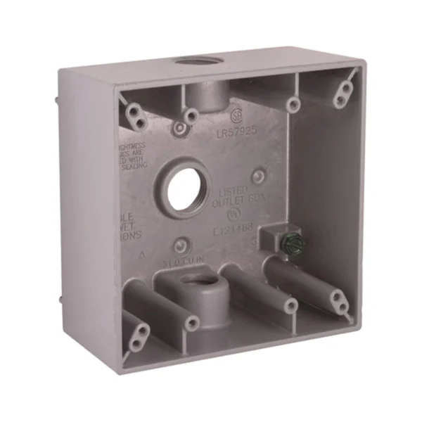 5333-0 Weatherproof Box, 18.3 cu-in, 3-Outlet, 2-Gang, Aluminum, Gray, Powder-Coated