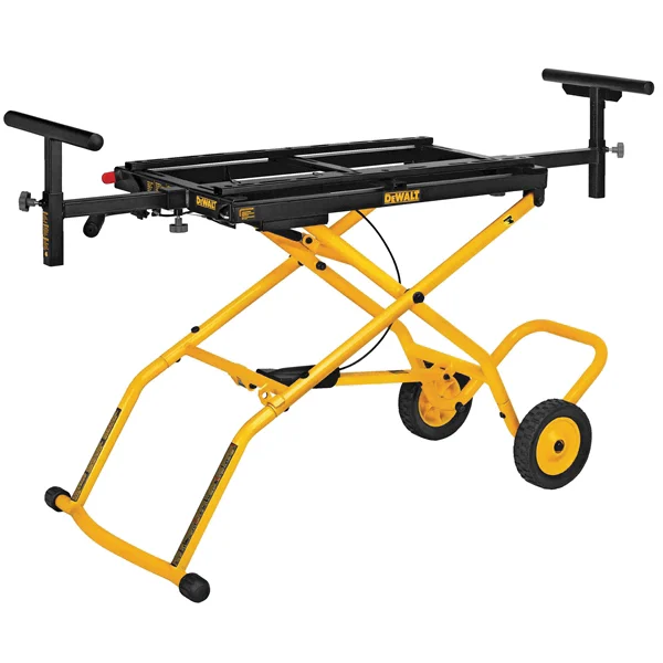 DWX726 Rolling Miter Saw Stand, 300 lb, 98 in W Stand, 32-1/2 in H Stand, Steel, Black/Yellow