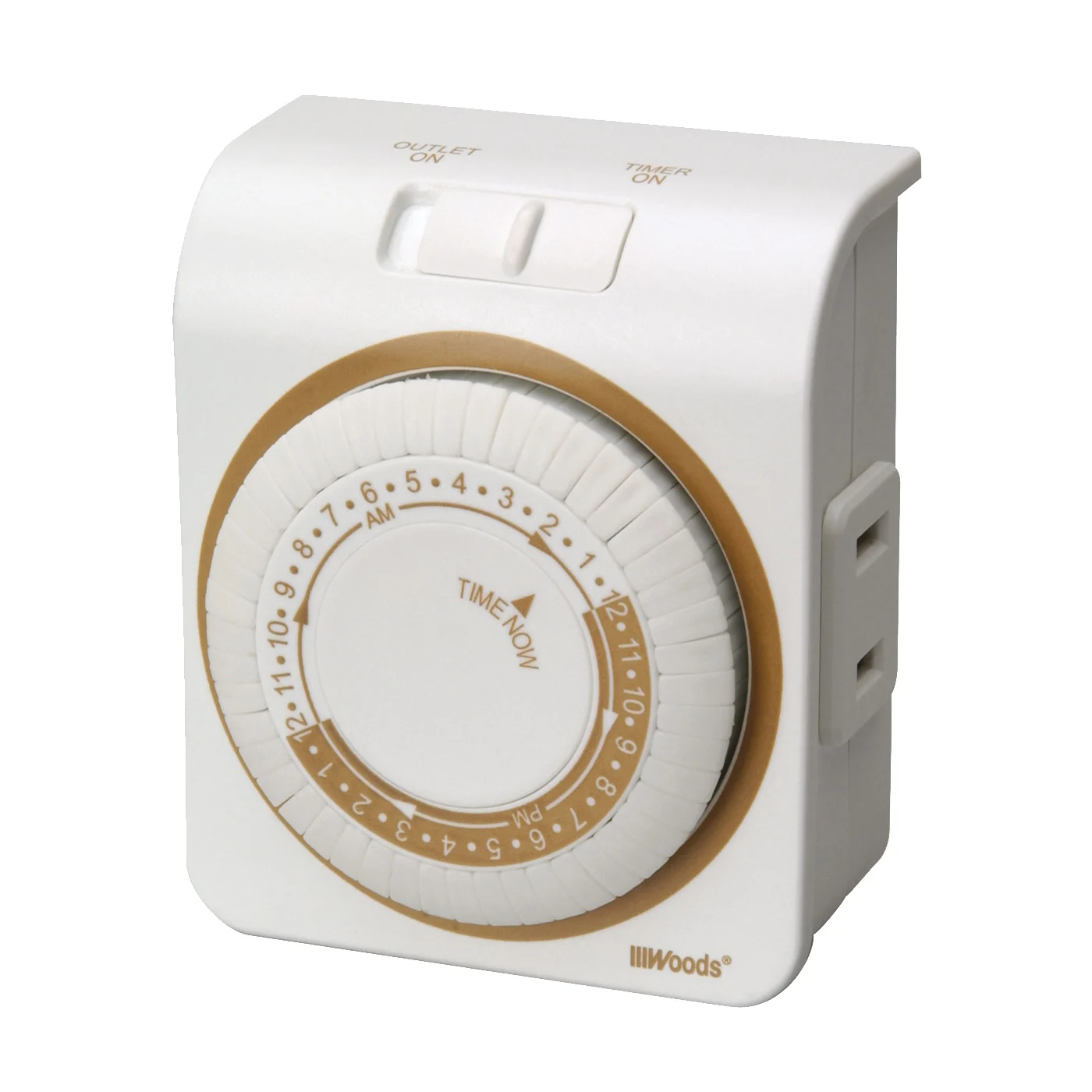 50000 Programmable Mechanical Timer, 15 A, 125 V, 1875 W, 24 hr Time Setting, 24 On/Off Cycles Per Day Cycle - Woods