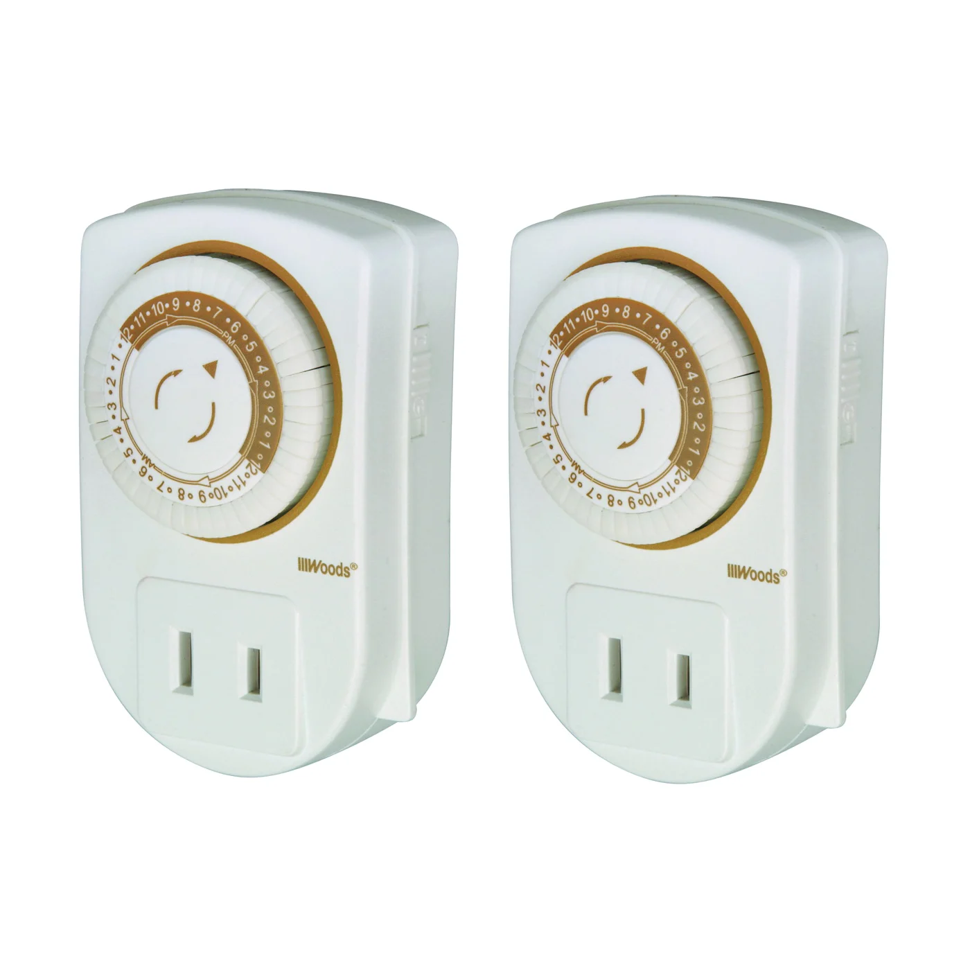 50006 Programmable Mechanical Timer, 15 A, 125 V, 1875 W, 24 hr Time Setting, 24 On/Off Cycles Per Day Cycle - Woods