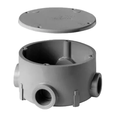 E970CDE-CTN Junction Box, 4 -Knockout, 1/2 in Knockout, PVC, Gray