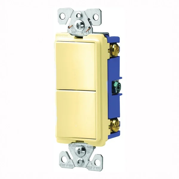 7700 7728V-SP Combination Switch, 1-Pole, 15 A, 120/277 V, SPST Back Wire, Side Wire Terminal, Ivory