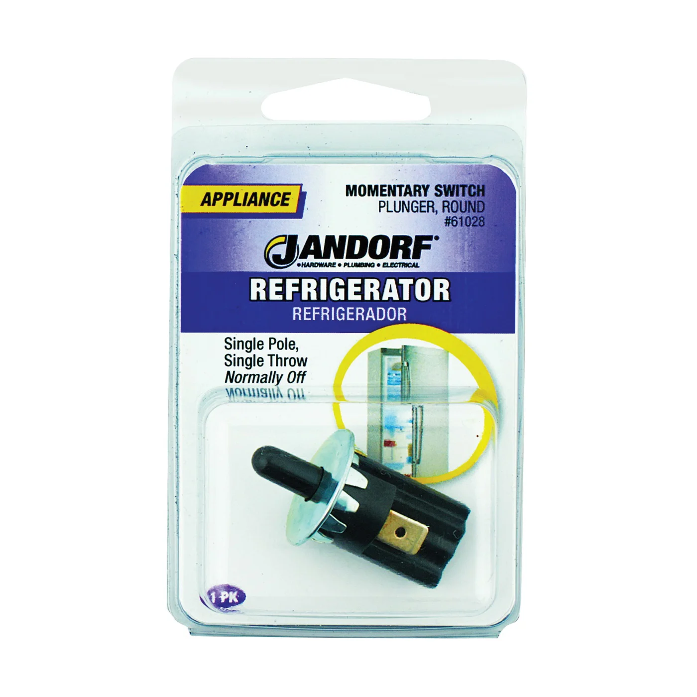 61028 Switch, 2 A, 125 V, SPST, Tab Terminal - Jandorf