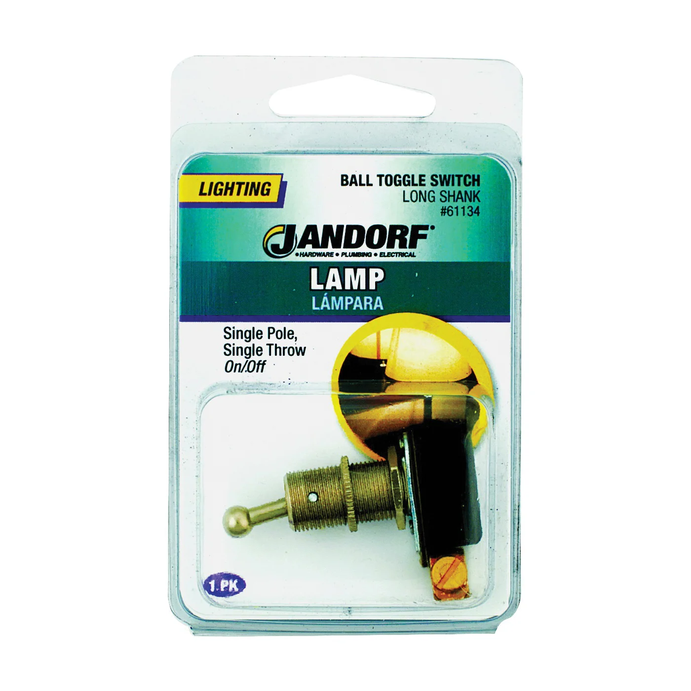 61134 Switch, 3/6 A, 125/250 V, SPST, Screw Terminal, Brass - Jandorf
