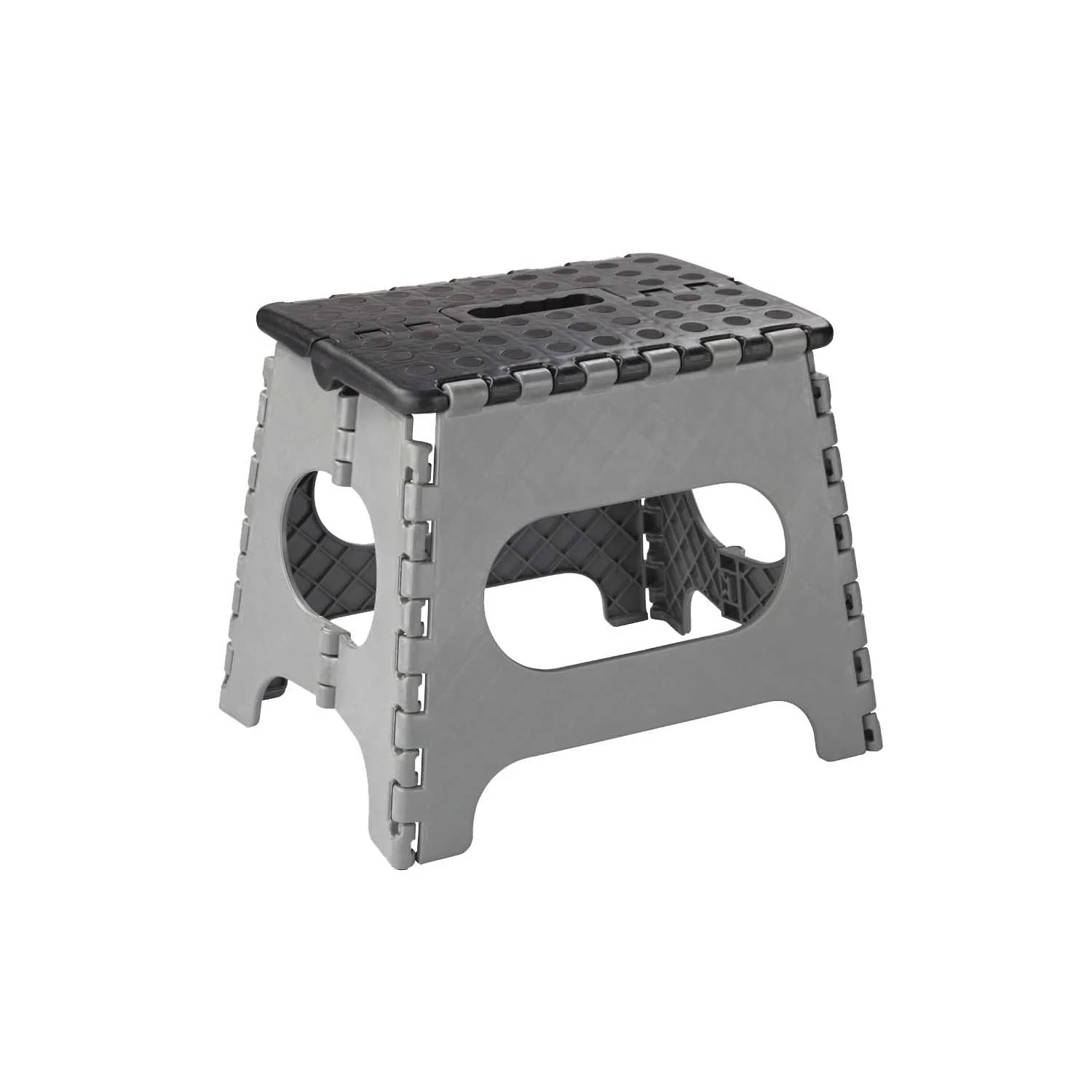 SD027 Folding Step Stool, 10-5/8 in H, 1-Step, 330 lb, Plastic, Black Gray