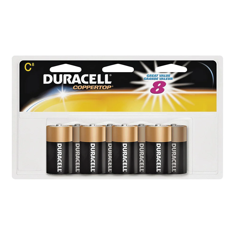 MN14R8DWZ17, 1.5 V Battery, C Battery, Alkaline, 8 pk, 10 Year life - Duracell