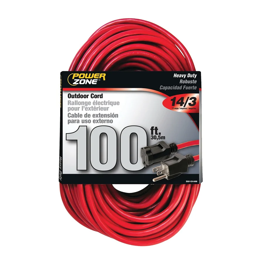 OR514735/506735 Extension Cord, 14 AWG Cable, 100 ft L, 125 V, Red - PowerZone