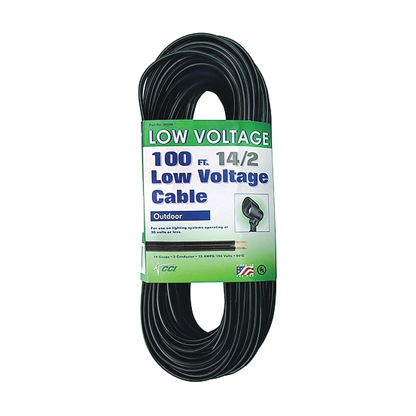 55213243 Electrical Cable, 14 AWG Wire, 2 -Conductor, 100 ft L, Copper Conductor, PVC Sheath, Black Sheath