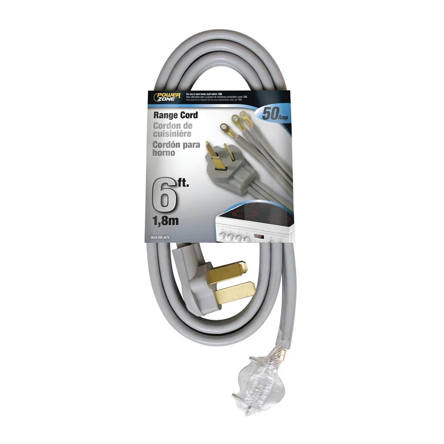 ORR628106 Power Supply Range Cord, 6, 8 AWG Cable, 6 ft L, 50 A, 250 V, Gray - PowerZone