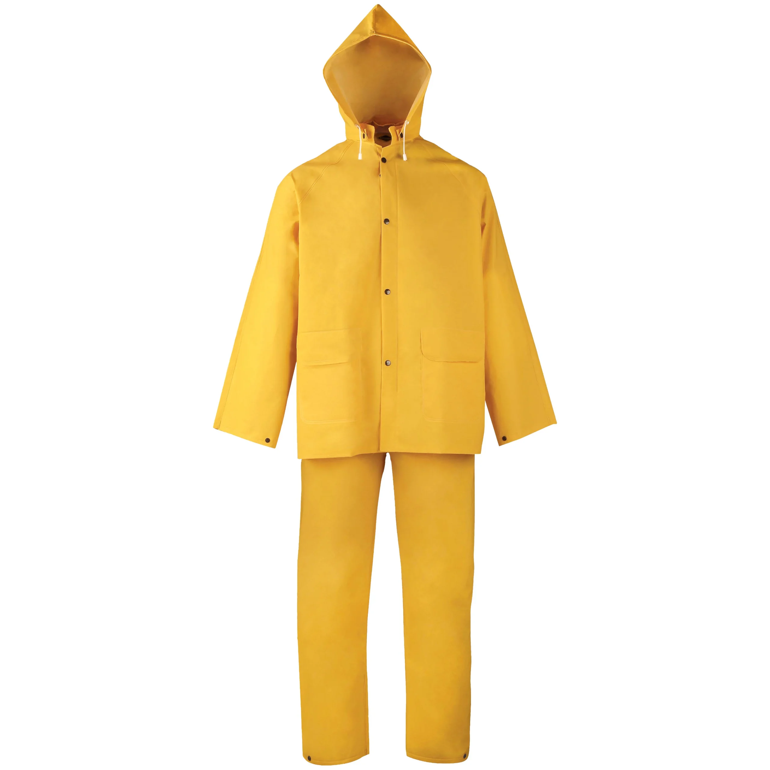 SRS3/111-XL Rain Suit, XL, 30-1/2 in Inseam, Polyester/PVC, Yellow, Comfortable Corduroy, Zipper