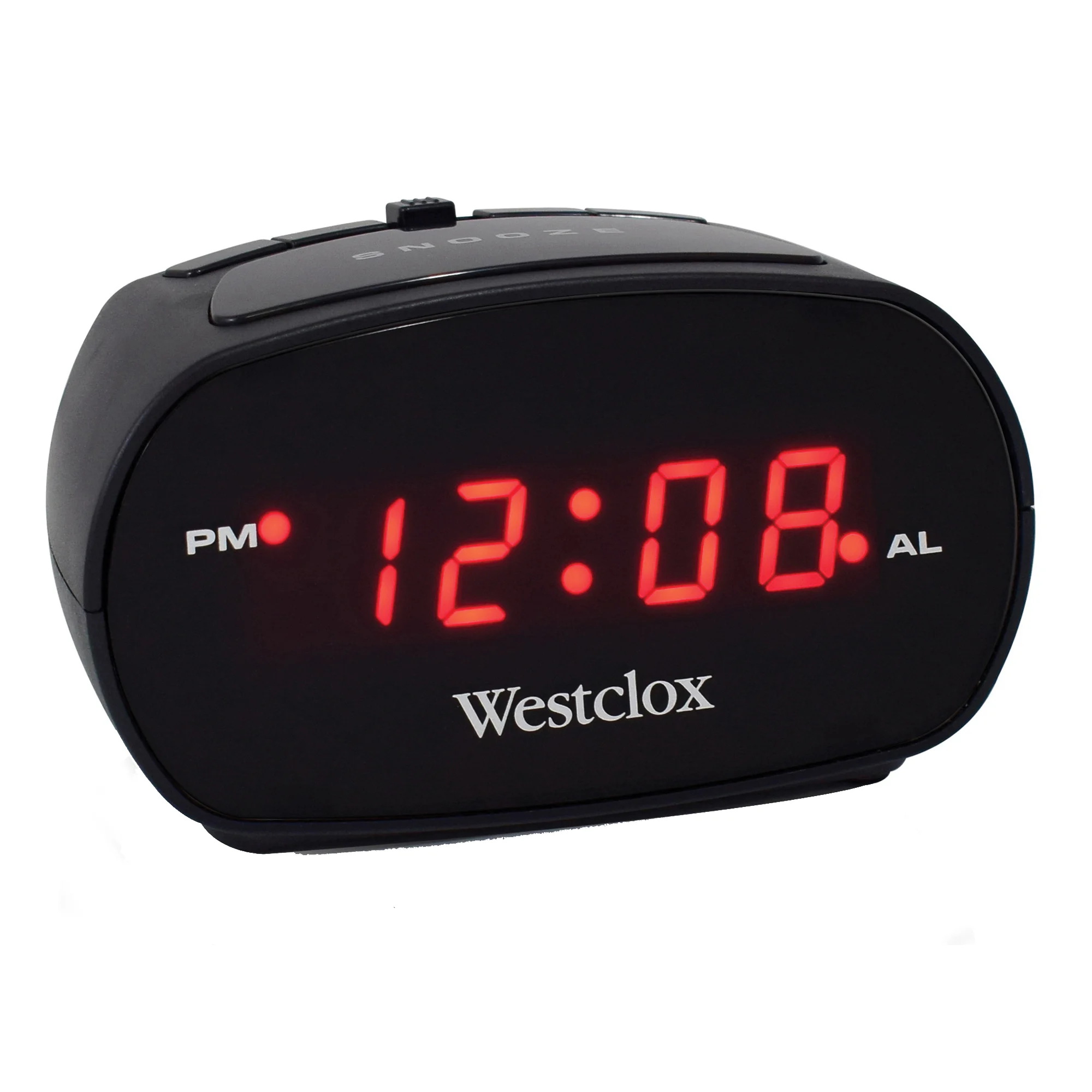 70044A Alarm Clock, LED Display, Black Case, 4-3/4 in W x 3-1/2 in D x 2-1/2 in H