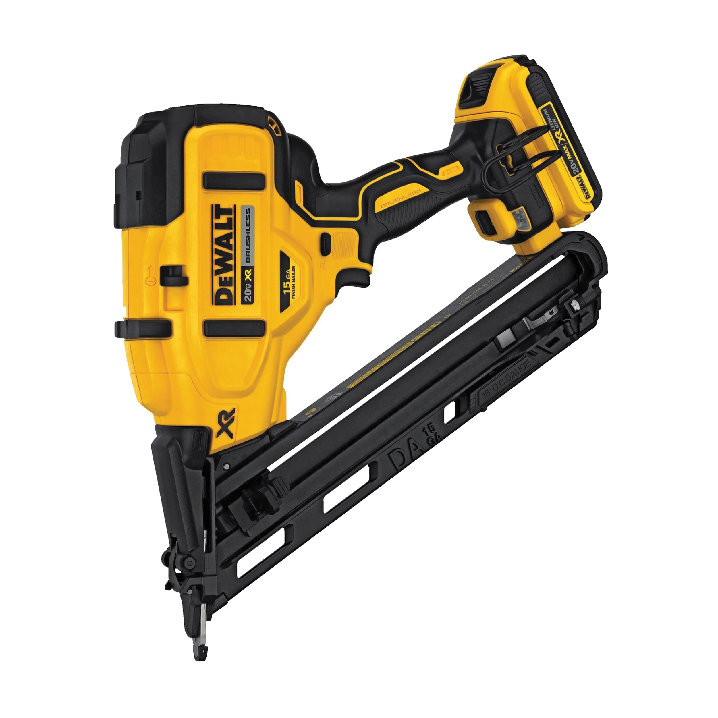 DCN650D1 Nailer Kit, Battery Included, 20 V, 2 Ah, 110 Magazine, 34 deg Collation, 15 ga Nail, Nail Fastener - DEWALT