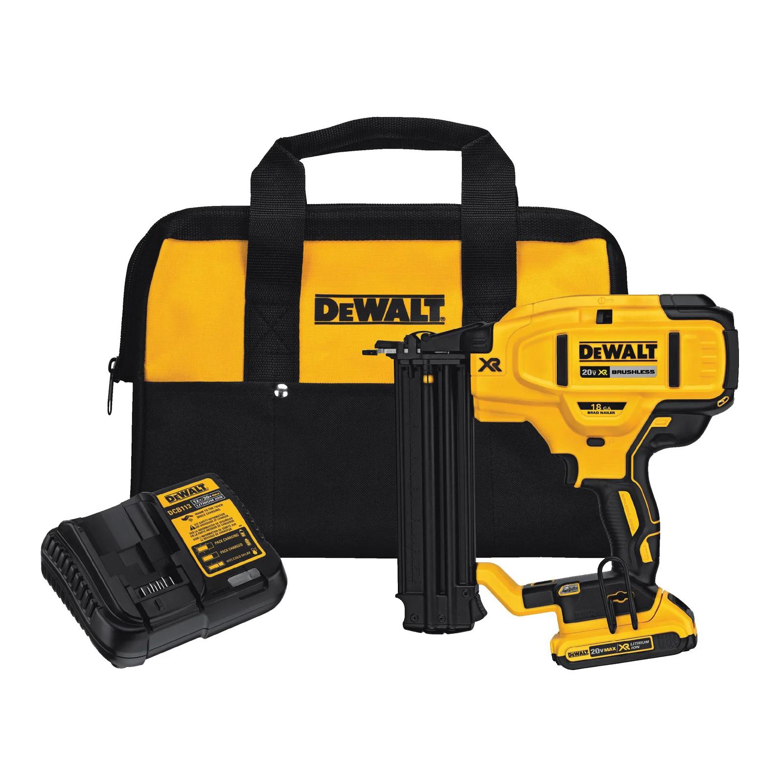 DCN680D1 Brad Nailer Kit, Battery Included, 20 V, 2 Ah, 110 Magazine, 18 ga Nail, Nail Fastener - DEWALT
