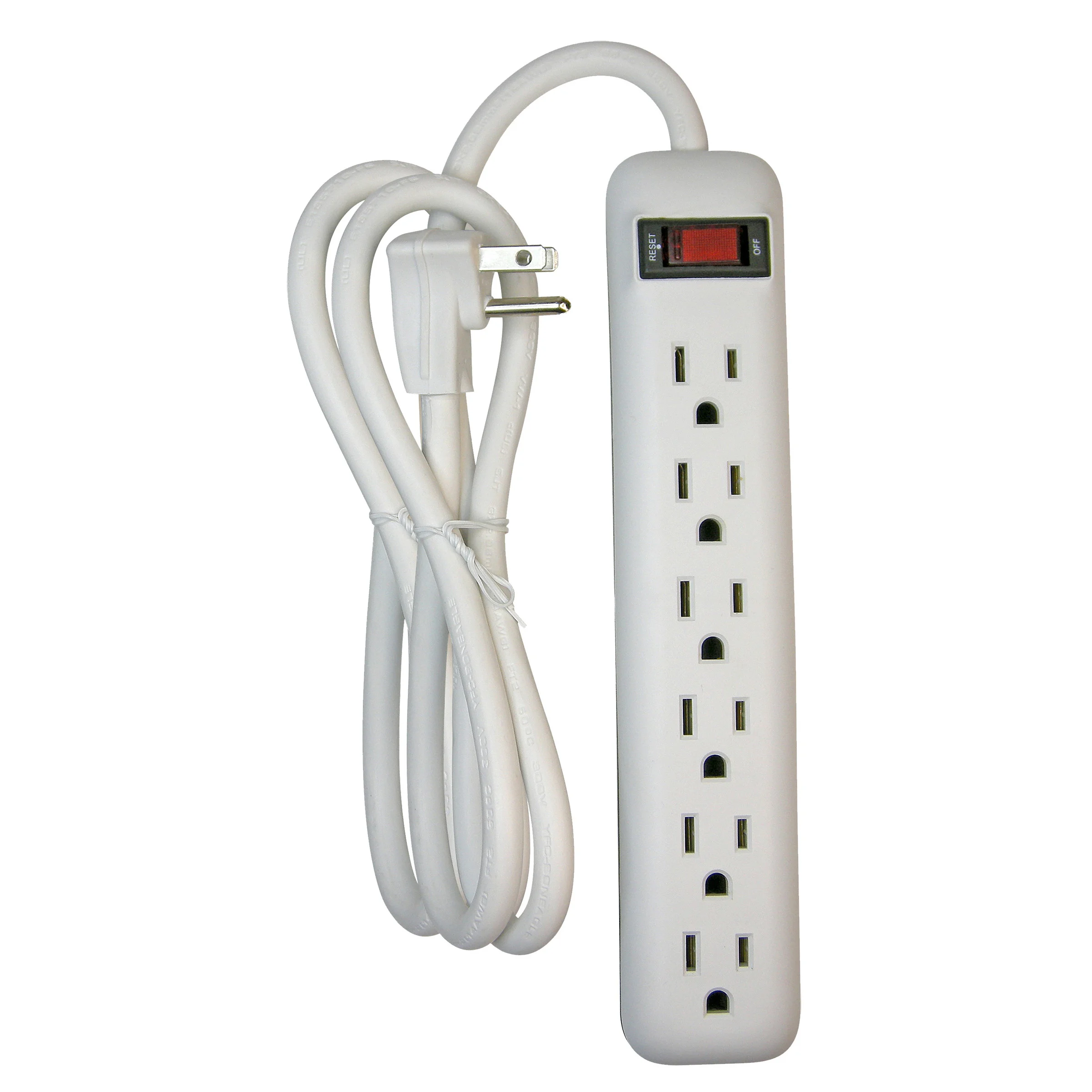 OR801115 Power Outlet Strip, Right Angle Plug, 6-Socket, 15 A, 125 V