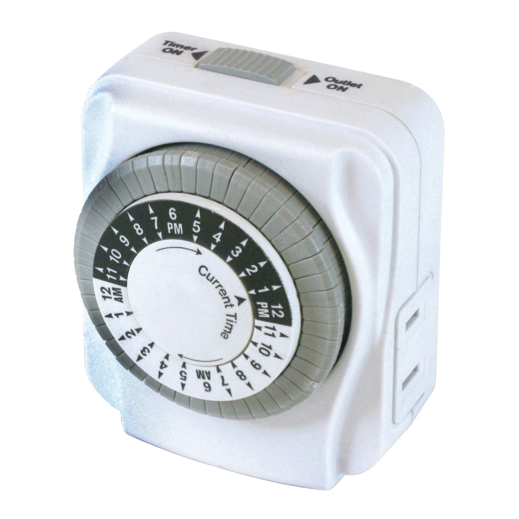 TNI2423 Electromechanical Timer, 15 A, 125 V, 1875 W, 2-Outlet, 24 hr Time Setting, White
