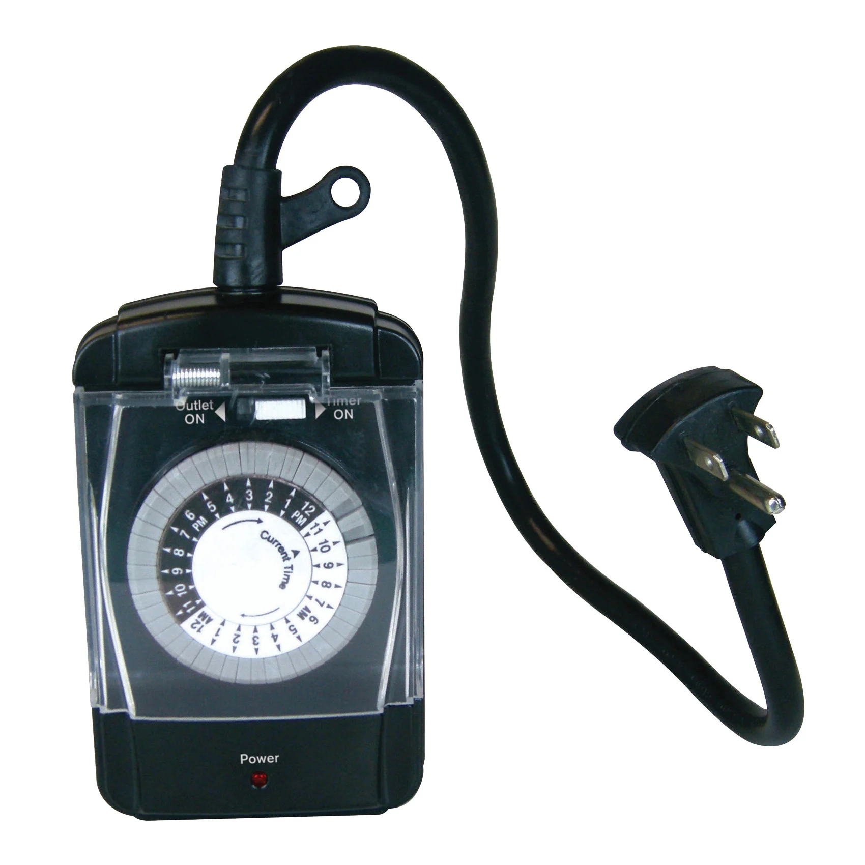 TNO24111 Electromechanical Timer, 15 A, 125 V, 1875 W, 2-Outlet, 24 hr Time Setting, Black