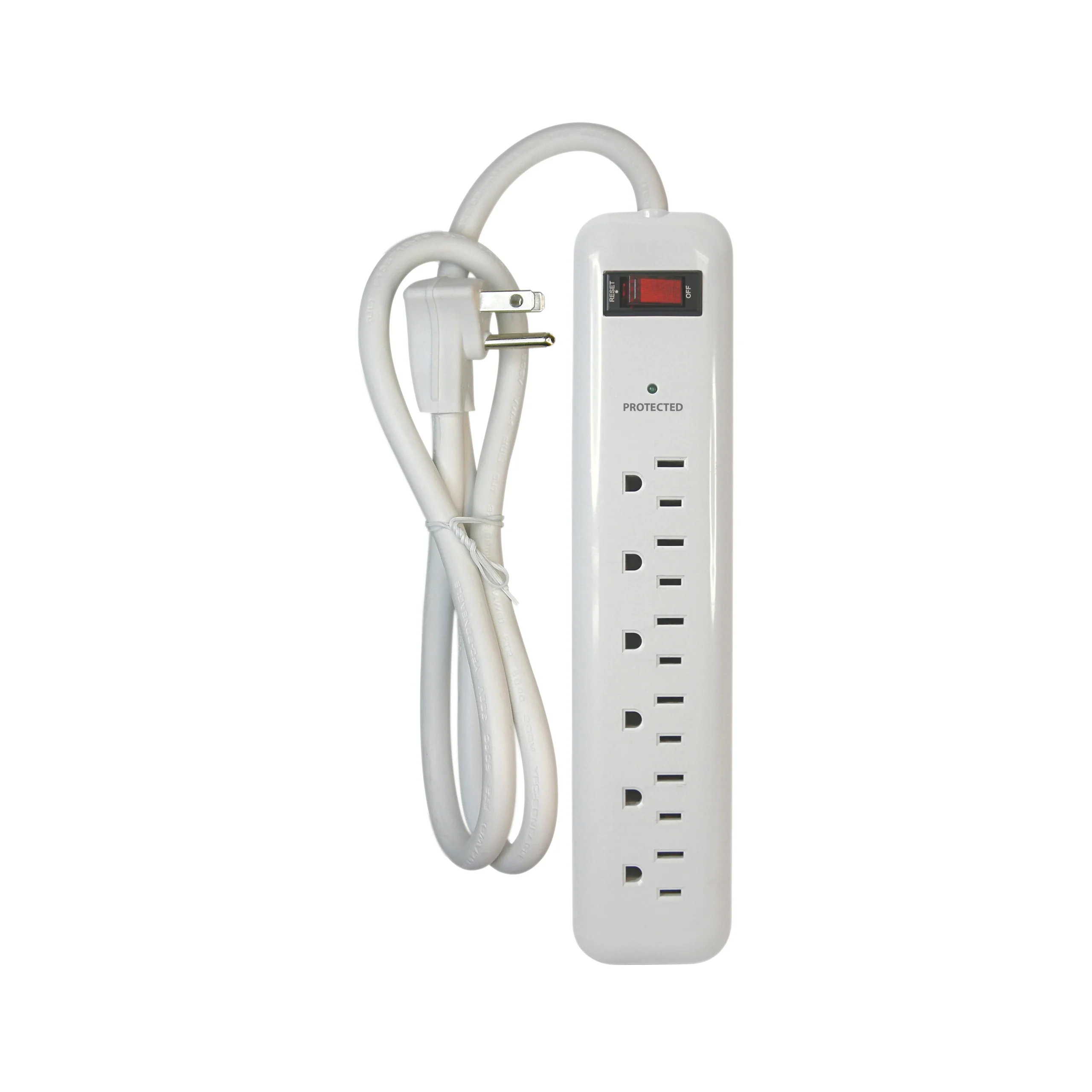 OR802126 Surge Protector Power Strip, 125 V, 15 A, 6-Outlet, 1000 J Energy, White