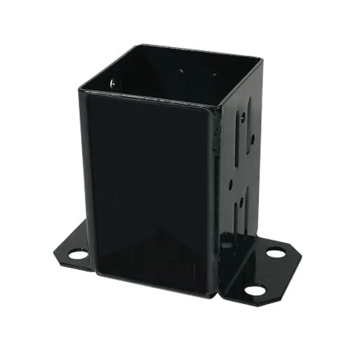 FPBB44 Post Base, 4 x 4 in Post, 12 ga, Steel, Black, Powder-Coated