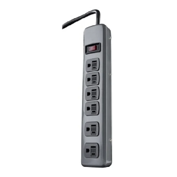 41386 Power Strip, 6 -Socket, 15 A, 120 VAC, Gray
