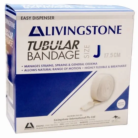 Livingstone Tubular Stockinette Bandage Size J or 10 Flat Width 16cm to 33cm Stretched Width Small Trunks 10m Unstretched - Health