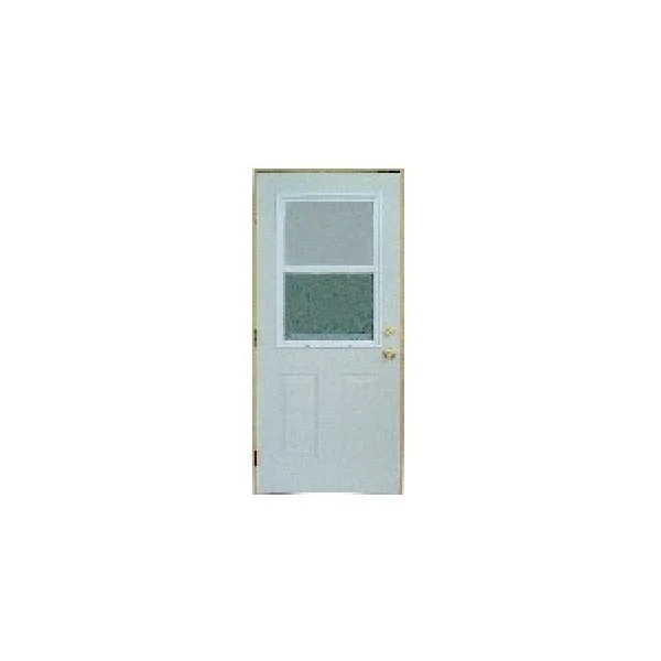 32 in x 80 in, Halfview, Vent Lite, 2 Panel, Primed, Steel, Exterior Prehung Door, Left Hand, Satin Nickel Hinges - McCOY'S