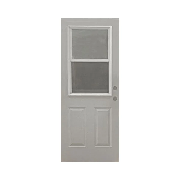 32 in x 80 in, Halfview, Vent Lite, 2 Panel, Primed, Steel, Exterior Prehung Door, Right Hand, Yellow Zinc Hinges - McCOY'S