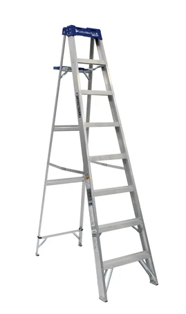 AS2108 8 ft. Step Ladder, 147 in. Max Reach, 7-Step, 250 lb, Type I Duty Rating, Aluminum, Silver