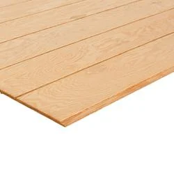 Premium Siding, 3/8 in x 4 ft x 8 ft - Southern Pine, Shiplap Edges, Rough Sawn Siding, 4" On Center