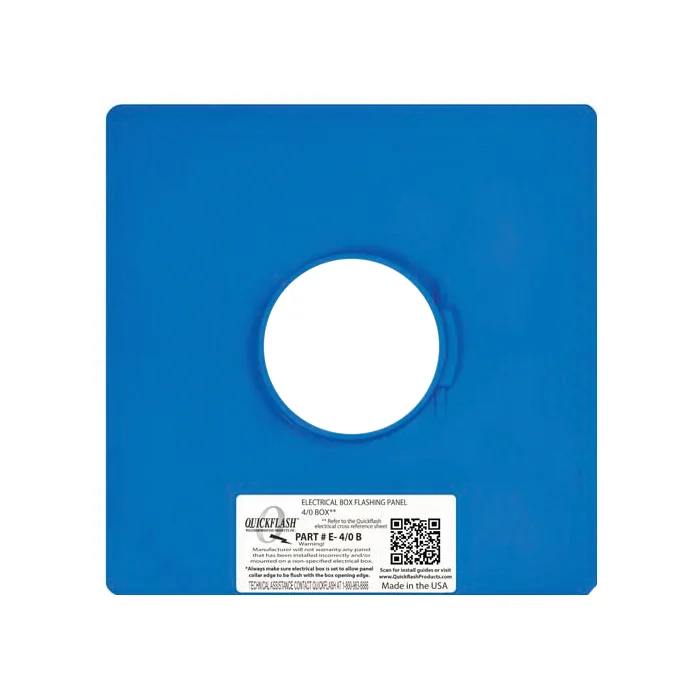 E-4/0 B Flashing Panel, 11-1/8 in L, 11-1/8 in W, 3/32 in Thick, Plastic, Blue