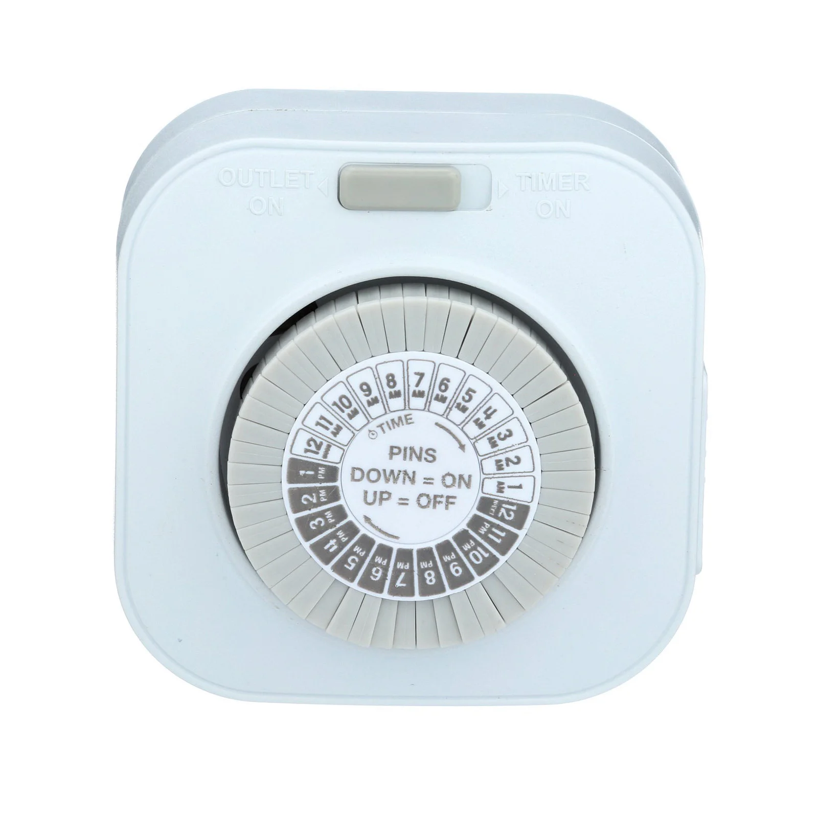 TM1601DHB Mechanical Daily Timer, 15 A, 24 Cycles, On/Off Switch, 30 min Time Setting, Plug-In, White