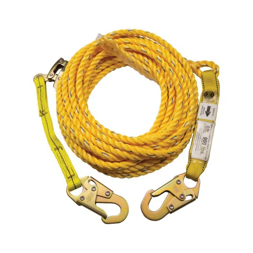 01310 Vertical Lifeline Assembly, 130 to 310 lb, 25 ft L Line, Double Locking Snap Harness Hook - Guardian Fall Protection