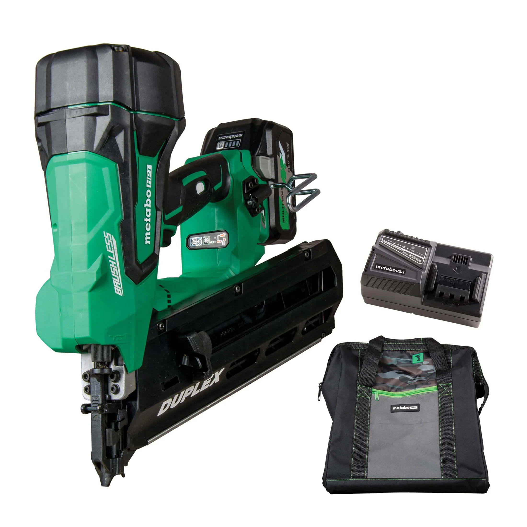 NR3675DDM Duplex Nailer, Battery Included, 36 V, 2.5 Ah, 900 Magazine, 21 deg Collation, Duplex Fastener - Metabo HPT