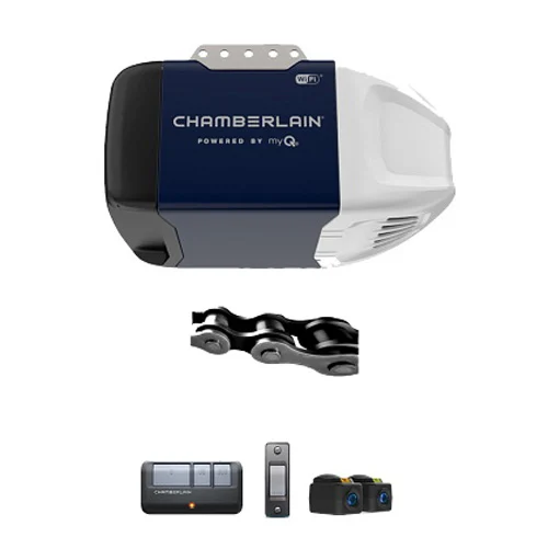 C2102 Garage Door Opener, Chain Drive, OS: myQ and Security+ 2.0, Black/Navy/White - Chamberlain