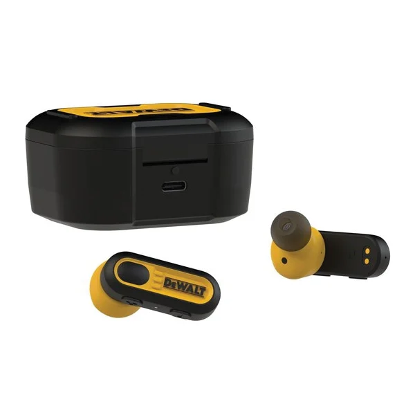 Pro-X1 190 2092 DW2 Jobsite True Earbuds, 5.0 Bluetooth, Black/Yellow