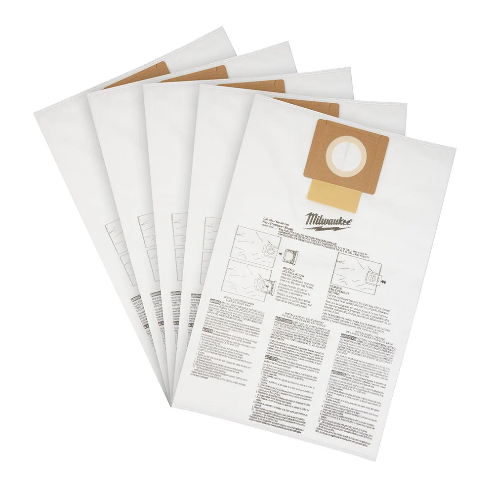 49-90-1979 Dust Bag, 6 gal Volume, 98.5 % Filter, White, For: 0910-20 M18 Fuel 6 gal Wet/Dry Vacuum