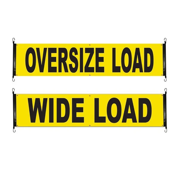 49894-15 Safety Banner, 18 in W, 84 in L, Yellow Background, OVERSIZED LOAD, WIDE LOAD