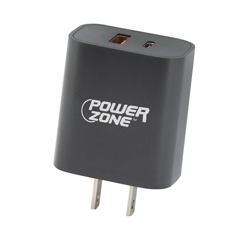 CA-43AT Dual USB Wall Charger, 100 to 240 V Input, 5/9/12 V Type C, 3.6 to 6.5/6.5 to 9/9 to 12 V USB-A Output