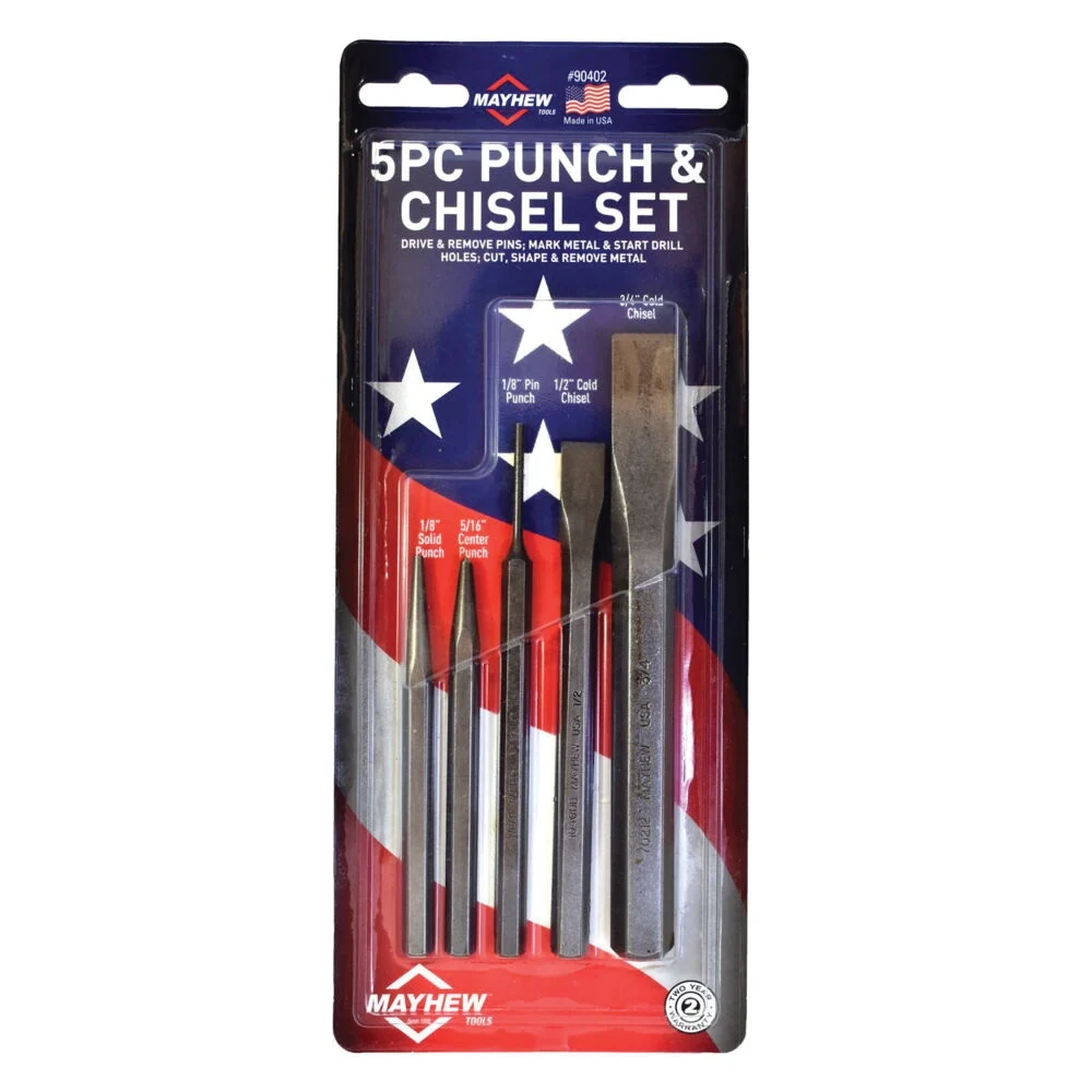 90402 Punch and Chisel Set, 5 -Piece, Alloy Steel, Black Oxide