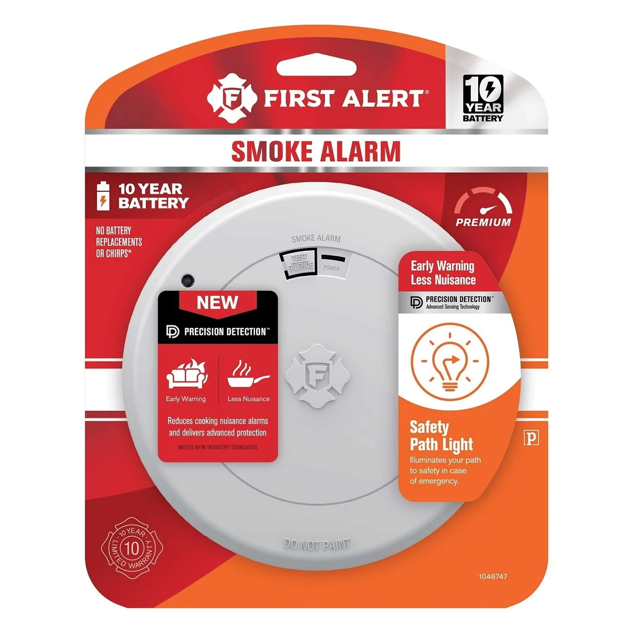 1046747 Smoke Alarm with Safety Path Light, Photoelectric Sensor, White - First Alert