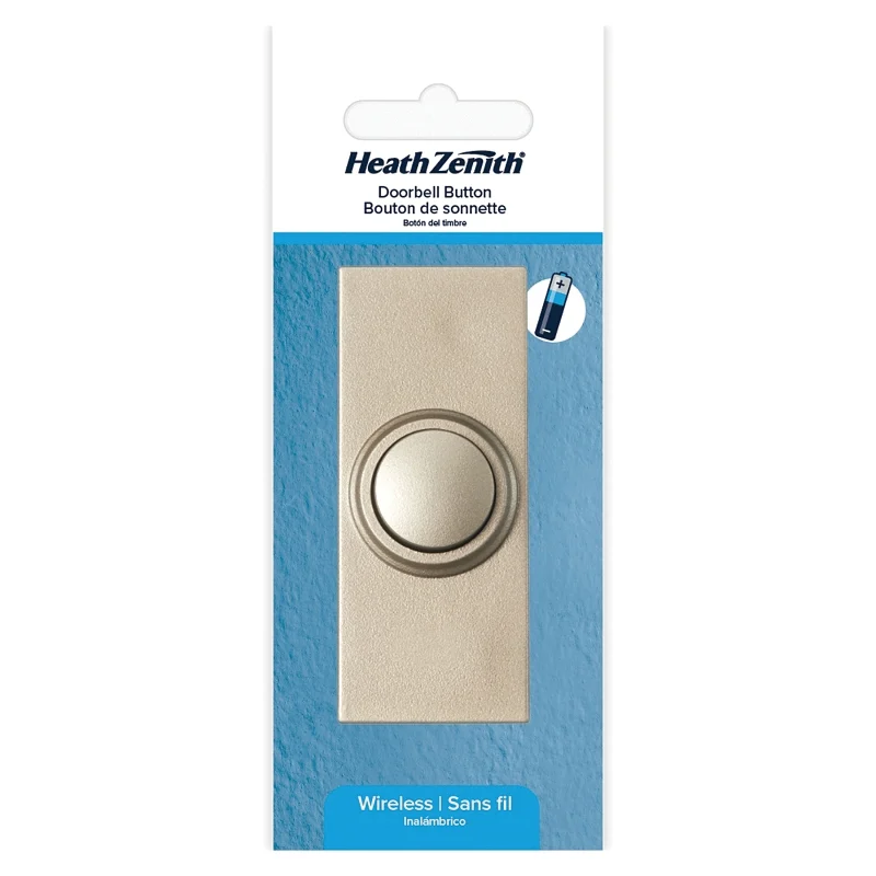 18000219 Doorbell Pushbutton, Wireless, Plastic, Silver, Unlighted - Heath Zenith