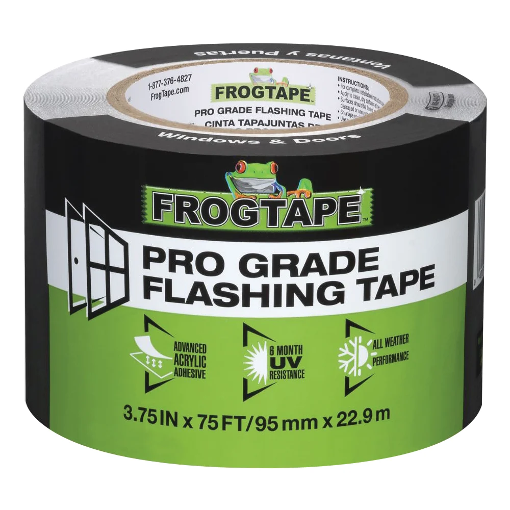 105726 Flashing Tape, 75 ft L, 9 in W, Black, Acrylic Adhesive - FrogTape