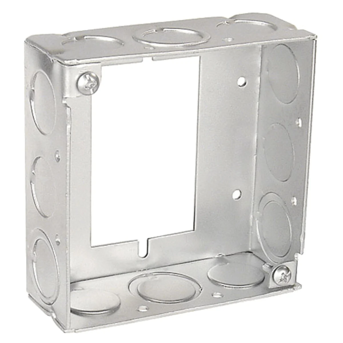 53151-SUB-UPC Square Extension Ring, 4 in W, 12-Knockout, Steel, Silver, Galvanized
