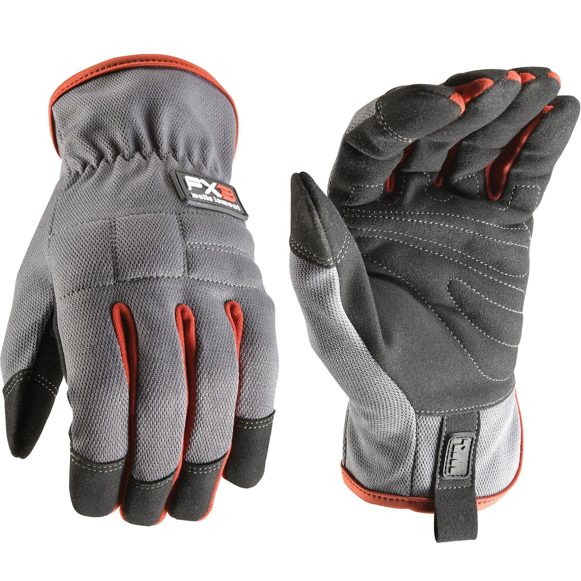 7862-XL Gloves, Men's, XL, Adjustable Wrist, Open, Shirred Elastic Wrist Cuff, Black/Gray