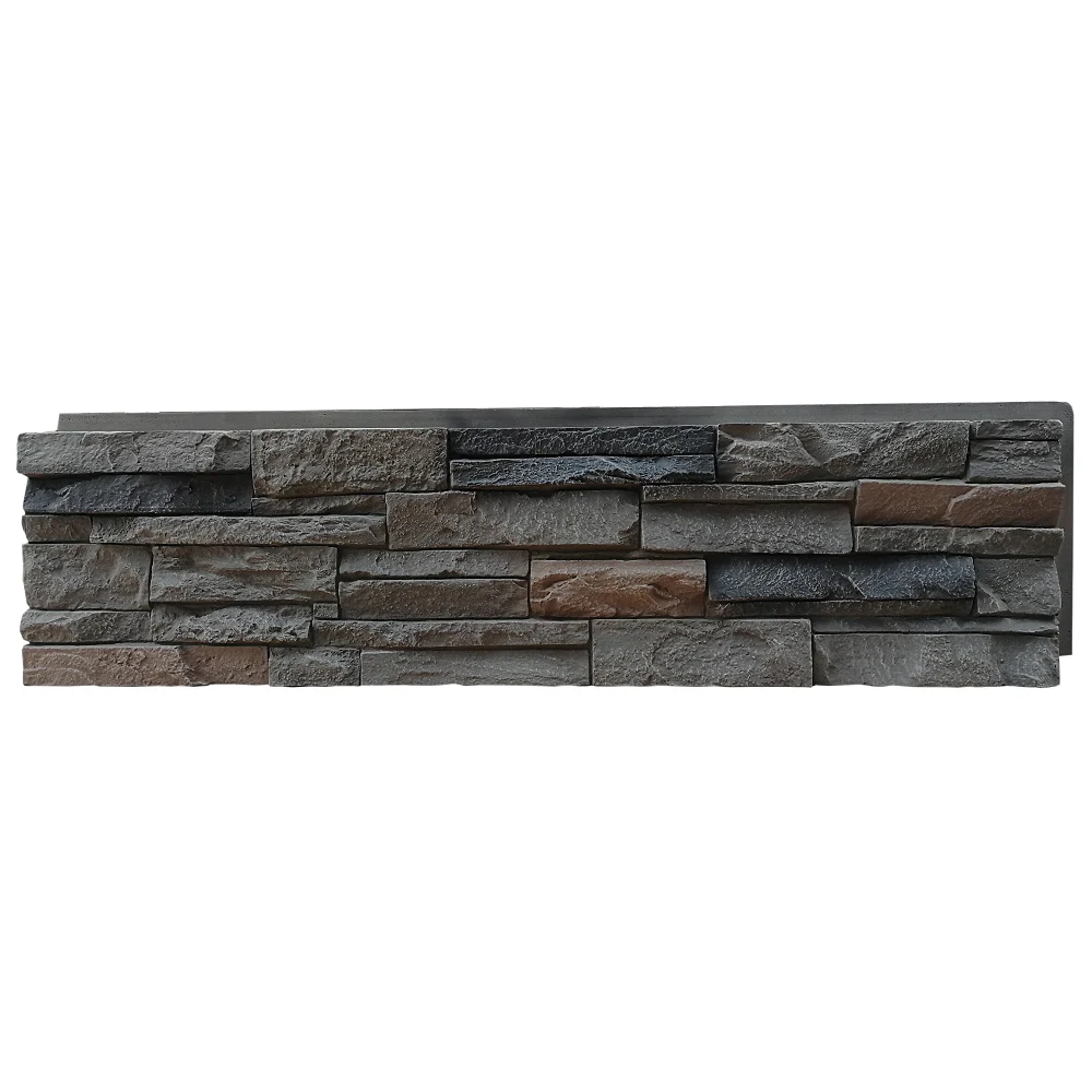 308RBP Siding Panel, 13 in L, 48 in W, 2 in Thick, Interlocking Edge, Ledgestone Profile, Rocky Boulder - DuraKwik Stone