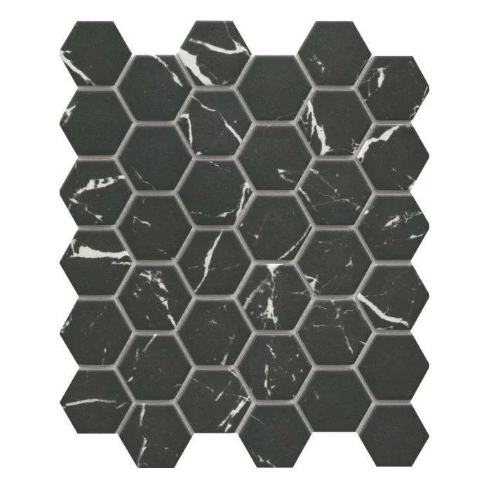 Elegan Series W95ELEGNE1113MH2M Porcelain Mosaic Tile, 13 in L Tile, 11 in W Tile, Pressed Edge, Nero - Emser Tile