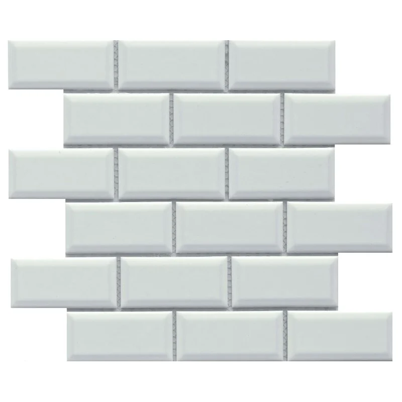 Reward Series F27REWAWH1112MBV Porcelain Mosaic Tile, 12 in L Tile, 11 in W Tile, Pressed Edge, Bevel Pattern - Emser Tile