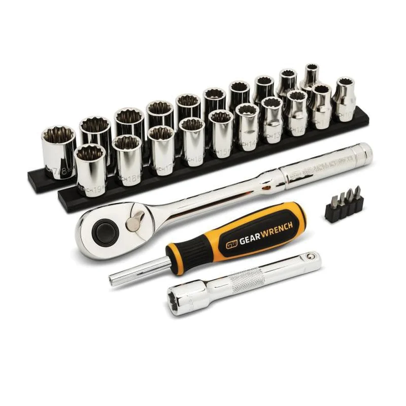 GWXSCBMTS12 Mechanics Hand Tool Set, 27-Piece, Steel, Chrome