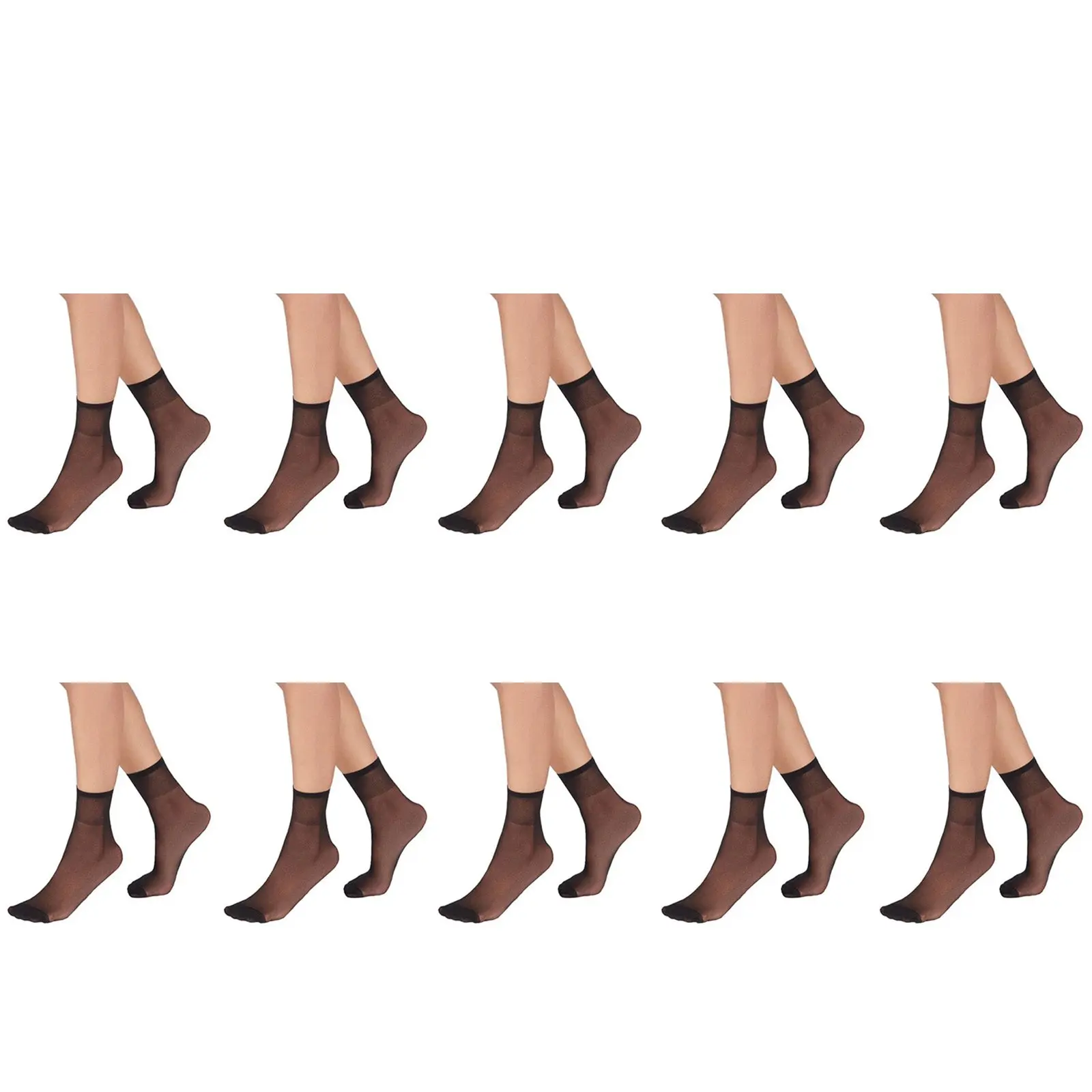10pair RazzaMatazz Sheer Anklet 15 Denier Women Pantyhose Socks Black Bulk - Fashion