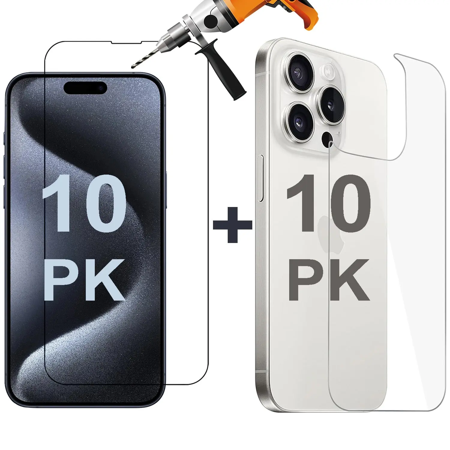 10x Tempered Glass Screen Protector for Apple iPhone 15 PRO Front and Back Film Bulk - Electronics