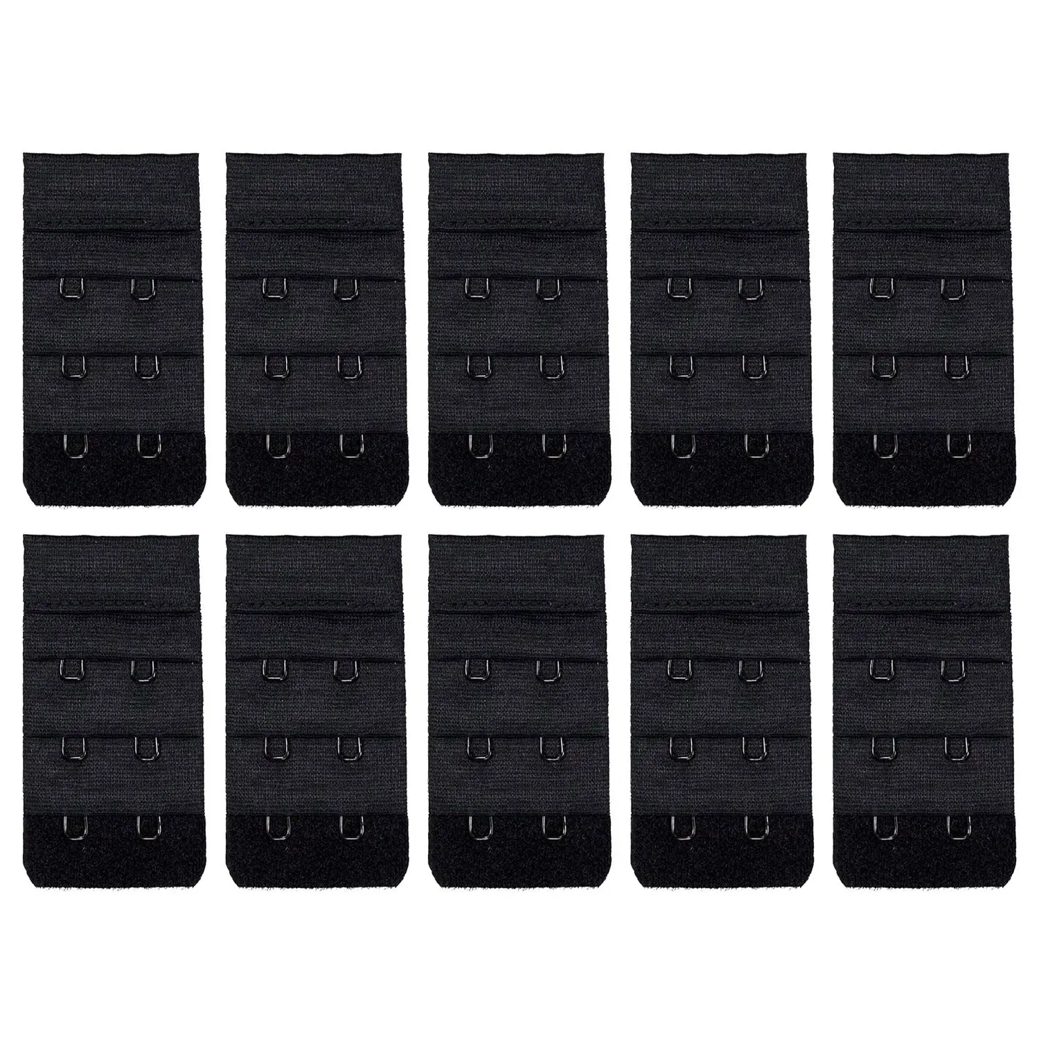 10 Pack Triumph 2 Hook Bra Band Extender Extension Clip On Band Strap Black Bulk - Fashion